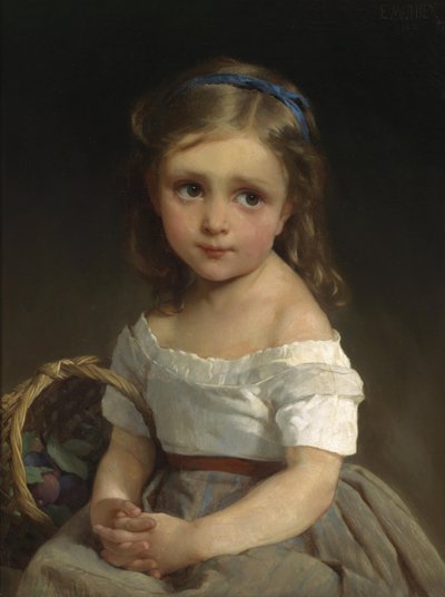 Fille avec panier de prunes - Emile Munier